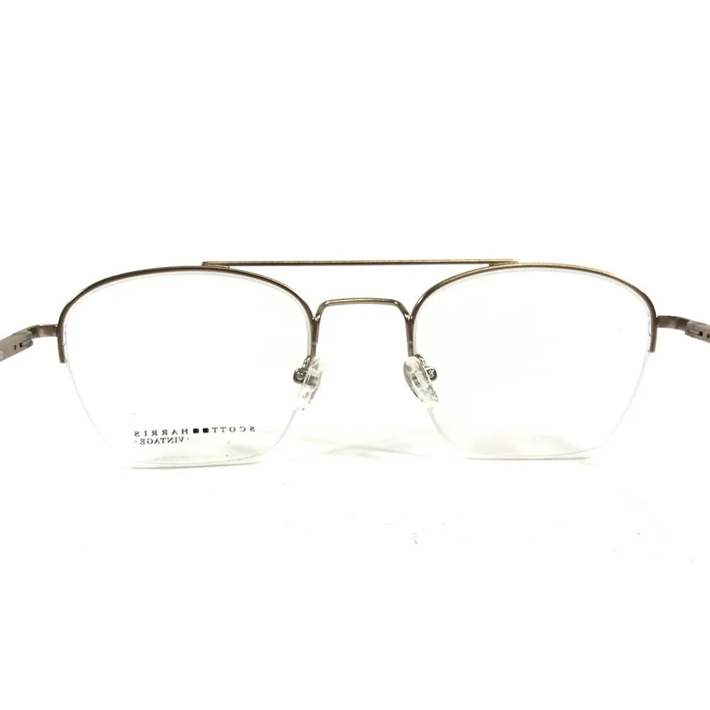 Scott Harris Vintage Eyeglasses Frames V-62 C3 Antique Gold Half Rim 50-21-140